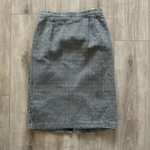 Vintage Norton McNaughton size 8 black white plaid Check‎ skirt knee length
